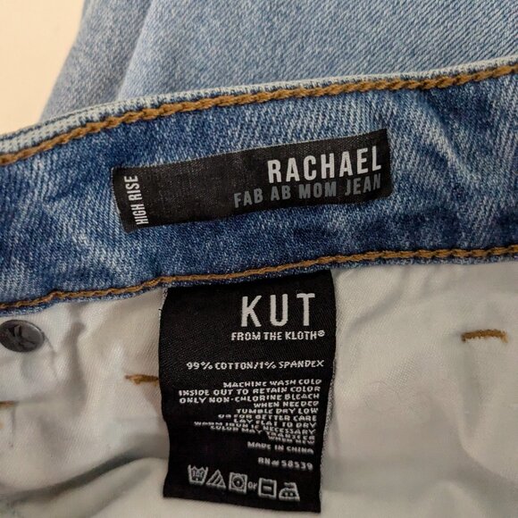 KUT Rachel Fab Ab Mom Jean; High Rise Distressed Cut-Off Jeans; Size 6 - Picture 4 of 4